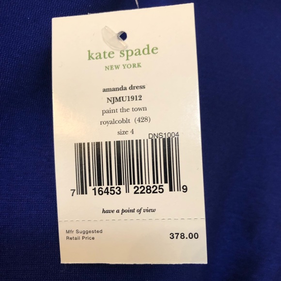 NWT Kate Spade “Amanda” Dress in Royal Cobalt Silk - Picture 3 of 4